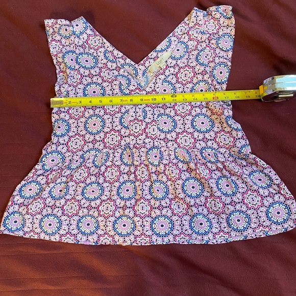 Loft Floral Pink and Blue Women's Peplum Top - Picture 3 of 6